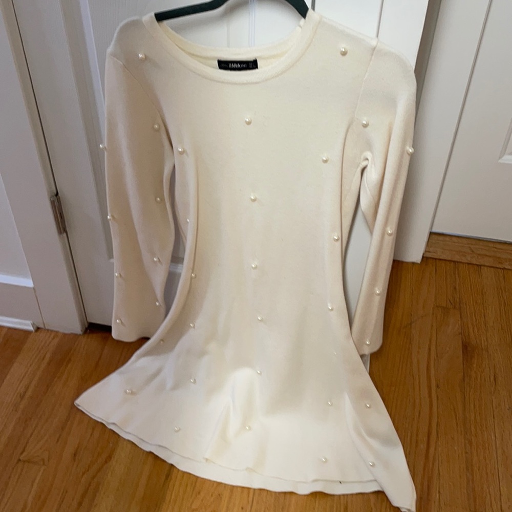zara knit pearl dress size large